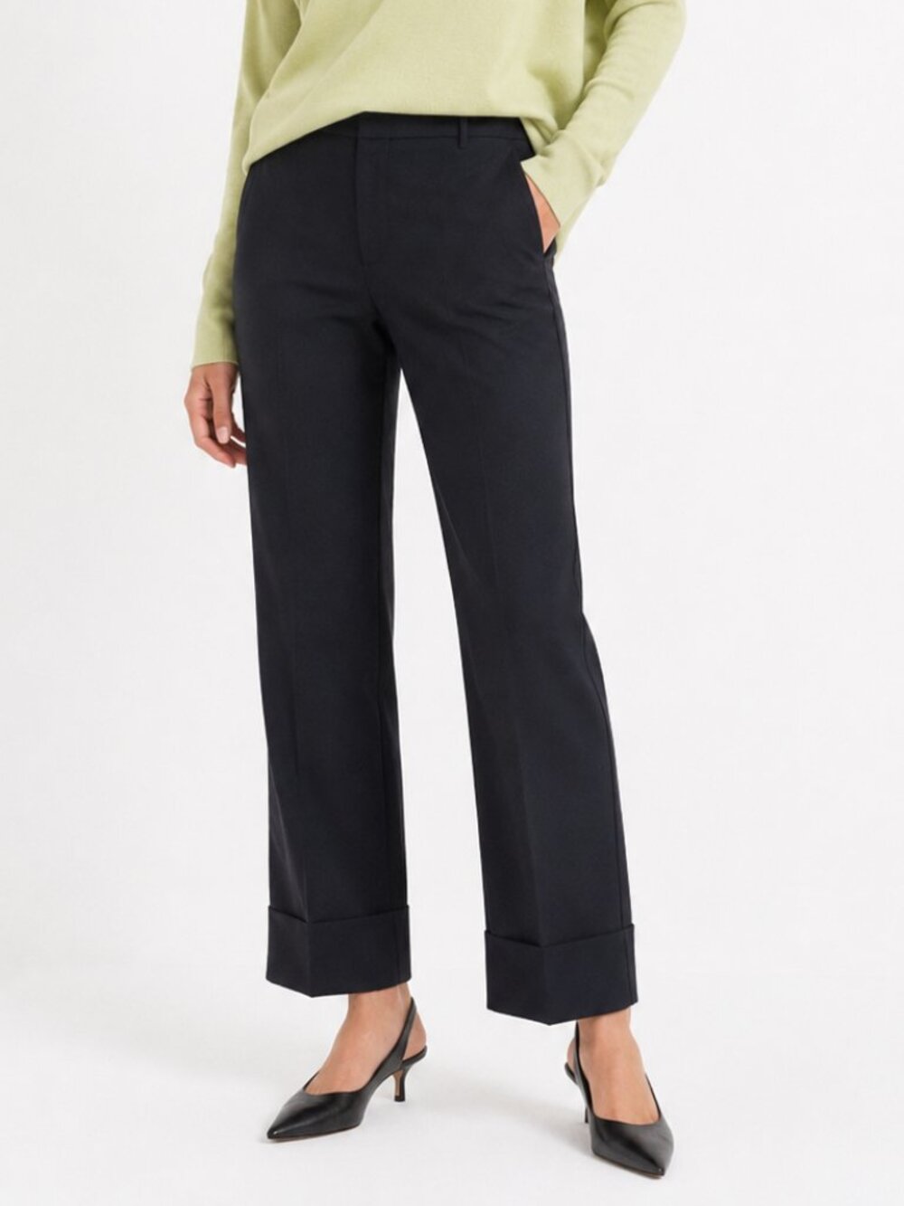 VINCE BLACK WOOL BLEND CUFFED COIN POCKETS TROUSERS - 2
